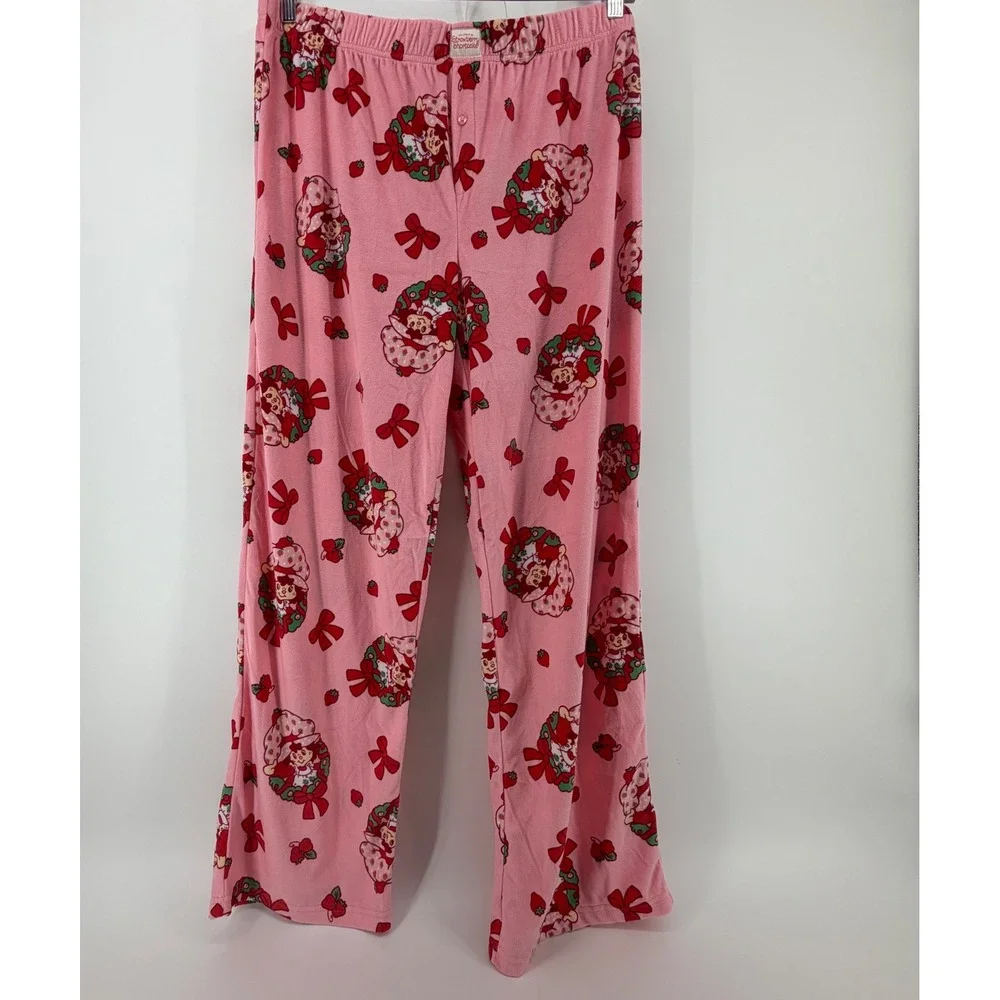 Strawberry Shortcake Pajama Pants Pink Fleece Kids Size XL‎